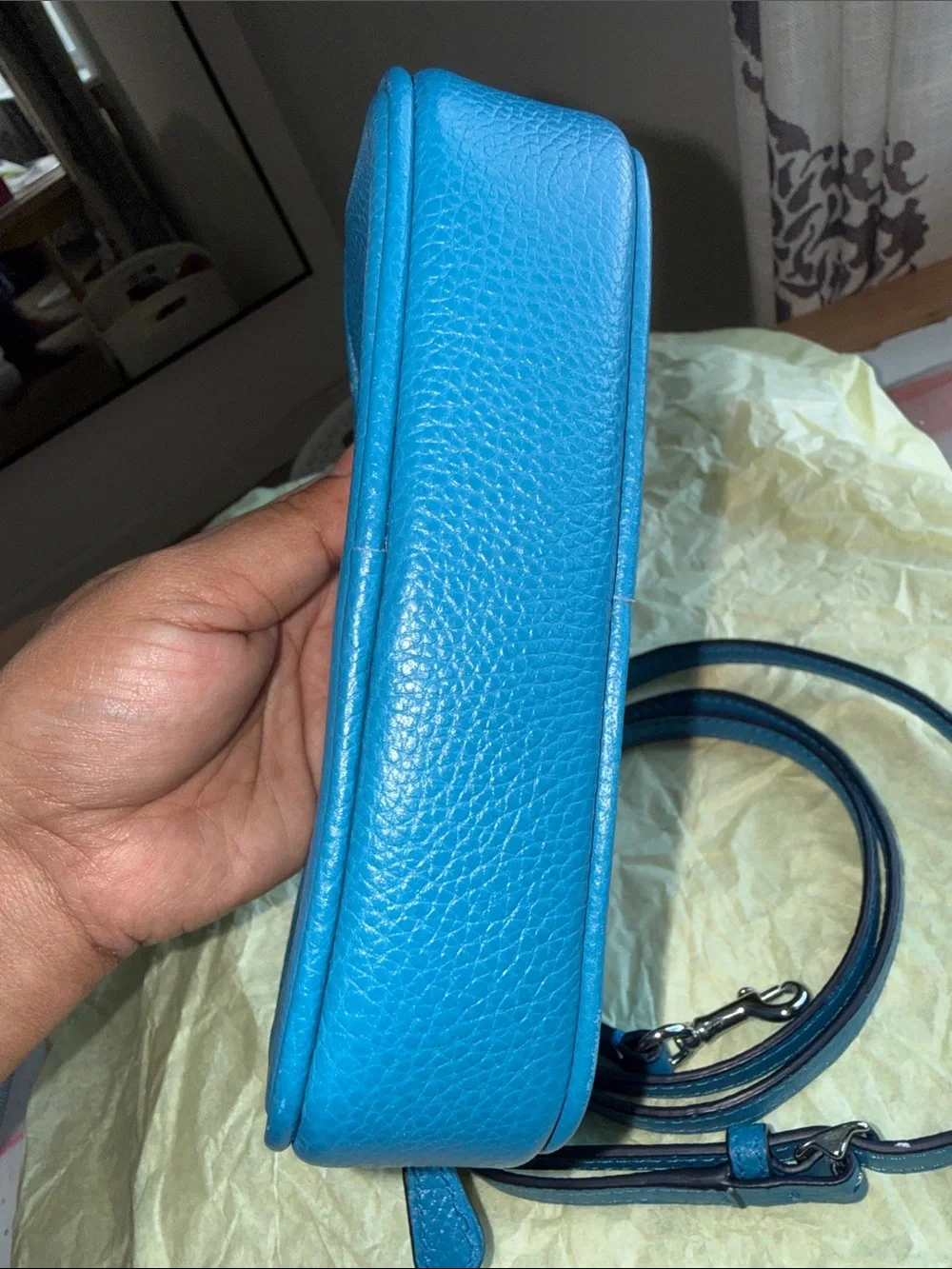 Coach Pebbled Leather Crossbody in Bright Blue